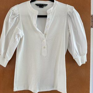 Veronica Beard White Puffed Sleeve Top